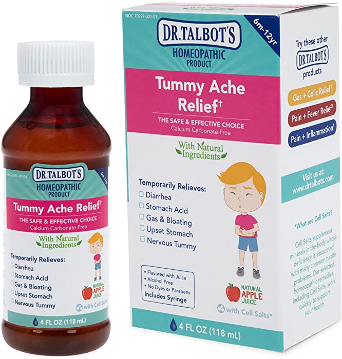 Dr. Talbot's Tummy Ache Relief Liquid Medicine with Natural Ingredients for Children, Includes Syringe, Apple Juice Flavor, 4 Fl Oz