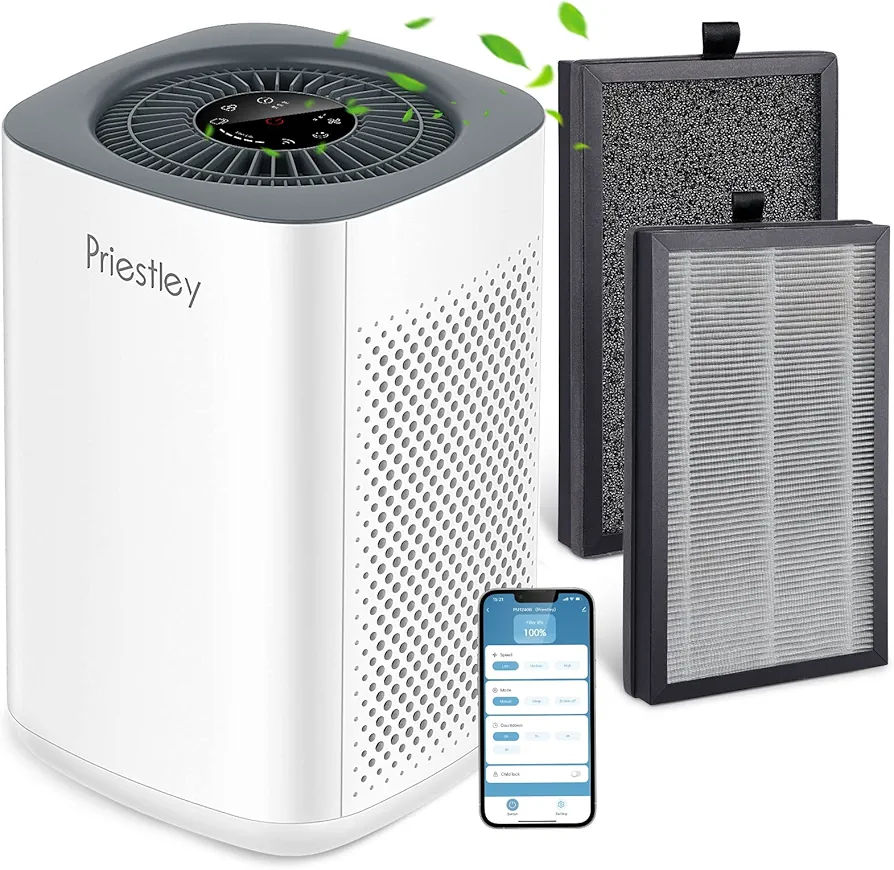 Air Purifiers for Home Large Room up to 1100 Ft² + 2PACK Replacement Filter H13 with 3 Stage Filtration