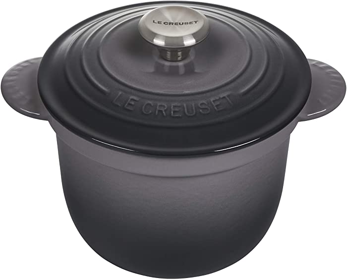 Le Creuset Enameled Cast Iron Rice Pot with SS Knob & Stoneware Insert, 2.25 qt., Oyster