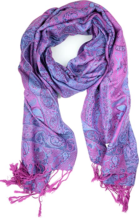 Plum Feathers Tapestry Ethnic Paisley Pattern Pashmina Scarf