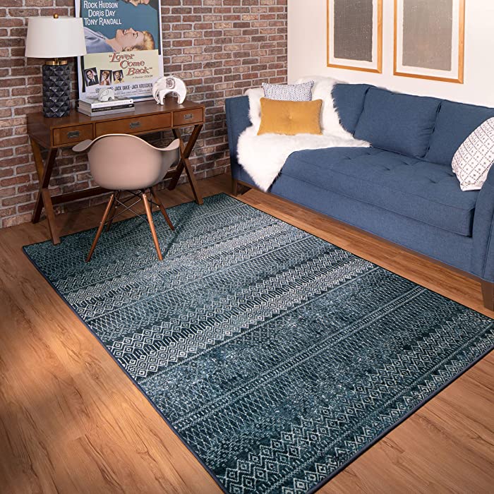 Mohawk Home Prale Denim Geometric (6' X 9') Area Rug