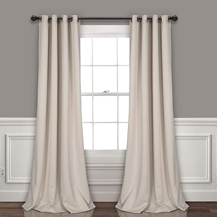 Lush Decor Wheat Curtains-Grommet Panel with Insulated Blackout Lining, Room Darkening Window Set (Pair) 120” x 52 L