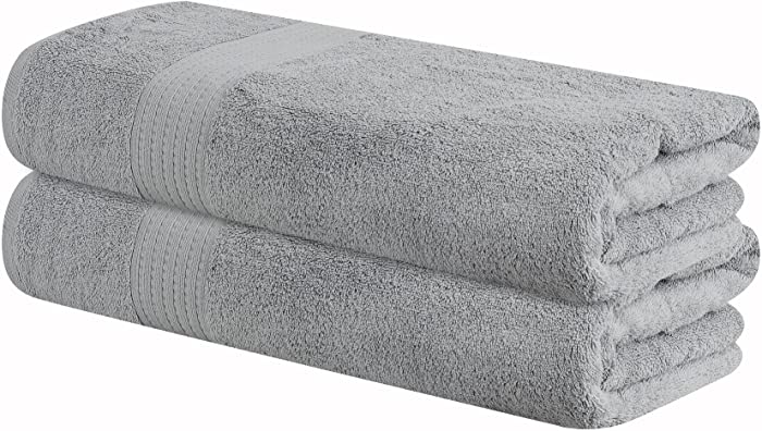 Tens Towels Prestige, 2 Piece XL Silver Grey Bath Towels Extra Large 30x60 Inches, 100% Cotton Bathroom Towels Set, Heavy Weight Absorbent Towels, Ultra Soft Shower Towels for Bathroom