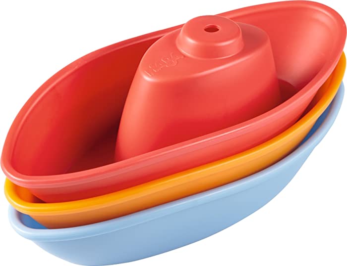 HABA Stacking Boat Set - 3 Piece Play Set Great for Scooping and Funelling Water in the Bath or Pool