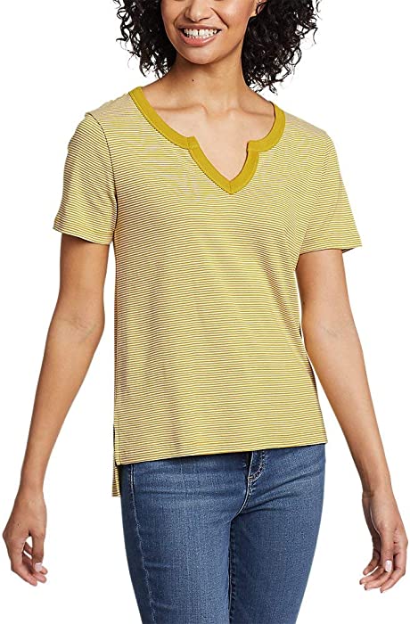 Eddie Bauer Women's Favorite Short-Sleeve Notch-Neck T-Shirt - Stripe