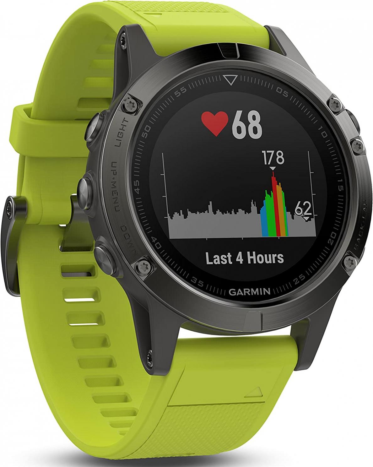 Garmin fēnix 5, Premium and Rugged Multisport GPS Smartwatch, Slate Gray W/ Yellow Band