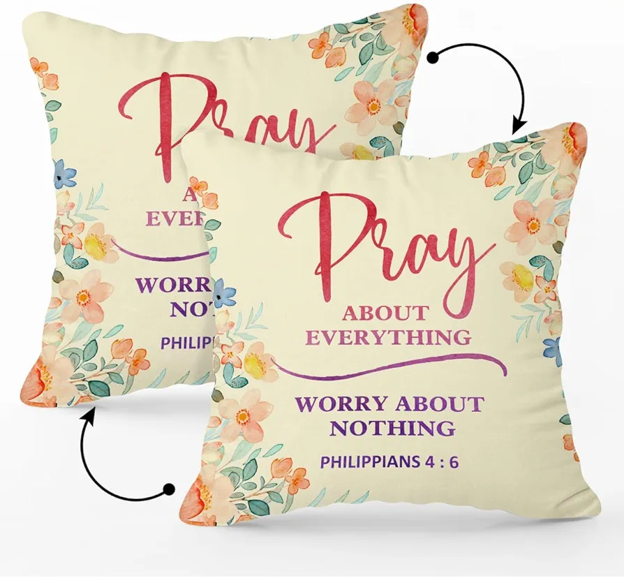 Christian Throw Pillow Covers 18x18, Bible Verses Gift for Women Pillowcase Religious Scripture Gift, Prayer Pillow for Kneeling Christian Home Office Decor for Living Room Bed Couch Sofa - JRM488