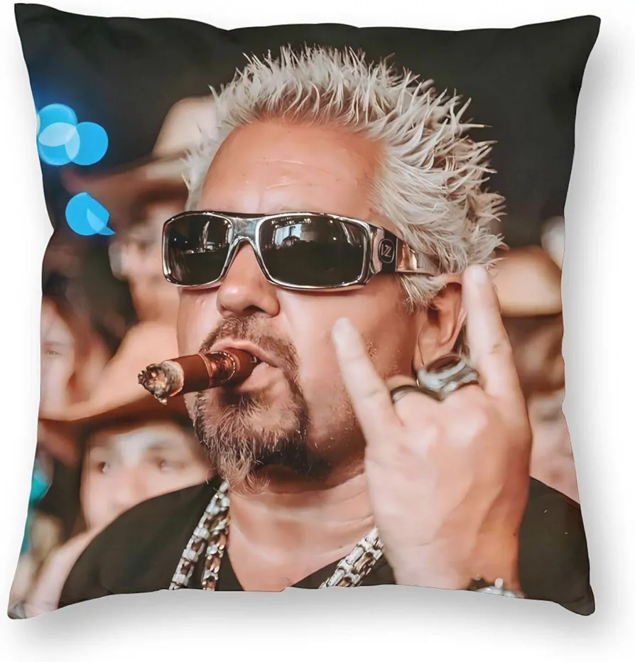 SAMUELSON Guy Music Fieri Throw Pillow Covers 16"x16" Decorative Square Soft Cozy Throw Pillows Modern Double-Sided Couch Cushion Case for Chair Sofa Bedroom Living Room Home Decor