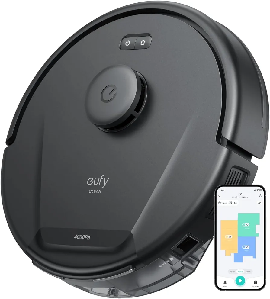 eufy L50 Robot Vacuum with 4,000 Pa Powerful Suction, Precise iPath Laser Navigation, Customizable Al Mapping, Climb Up to 20 mm, Ideal for Hard Floor, Tile, and Carpet