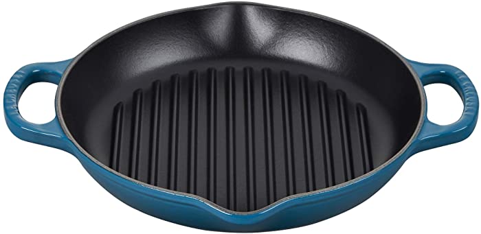 Le Creuset Enameled Cast Iron Signature Deep Round Grill, 9.75", Deep Teal