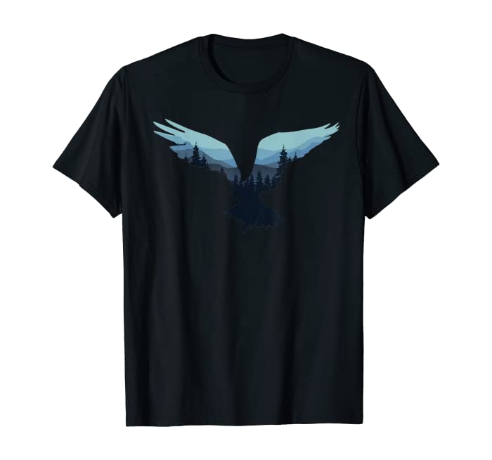 Beautiful Flying Eagle Night Sky Forest Bird Silhouette T-Shirt