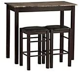 Linon Brown 3-Piece Table Faux Marble Tavern Set, 42" w x 22.25" d x 36" h