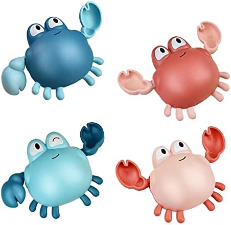 GIFTRRTOY Bath Toys for Toddlers ,Cute Wind-up Swimming Crab Baby Bathtub Toys for 1-3 Years Old 6 to 12 Months Boys Girls & Kids (Multi-Colors 4 Pcs)