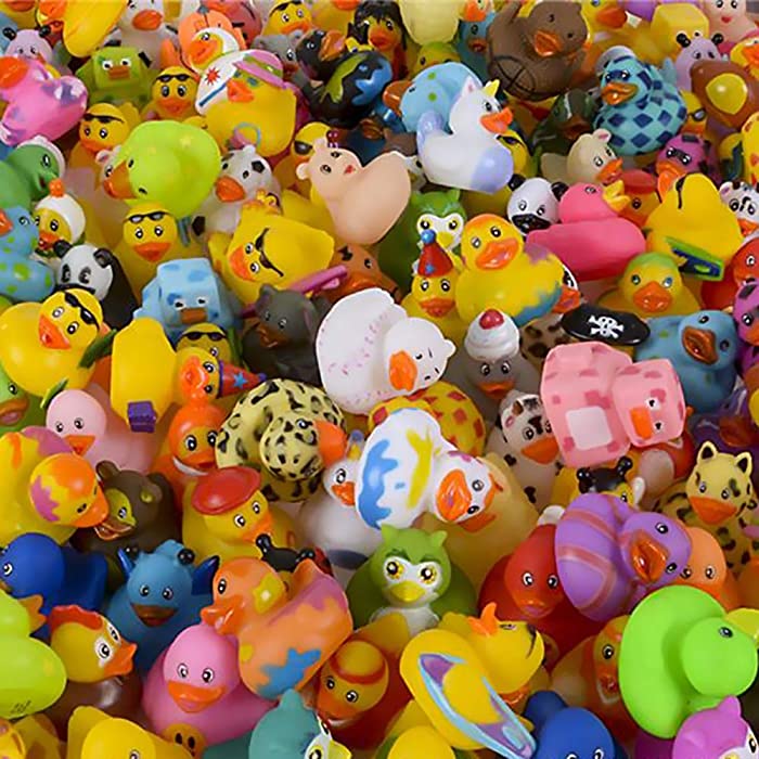 Assortment Rubber Duck Toy Duckies for Kids, Bath Birthday Baby Showers Classroom, Summer Beach and Pool Activity, 2" Inches (100-Pack)