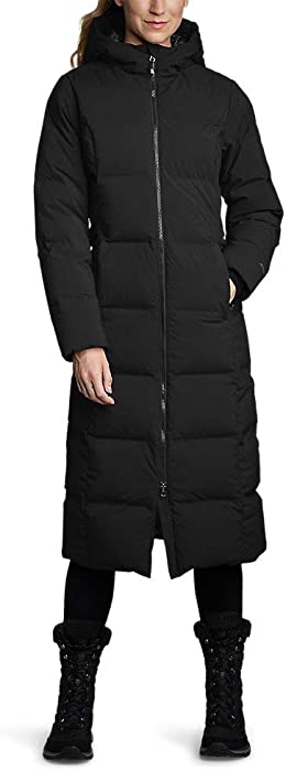 Eddie Bauer Women's Glacier Peak Seamless Stretch Down Duffle Coat, Black, Large