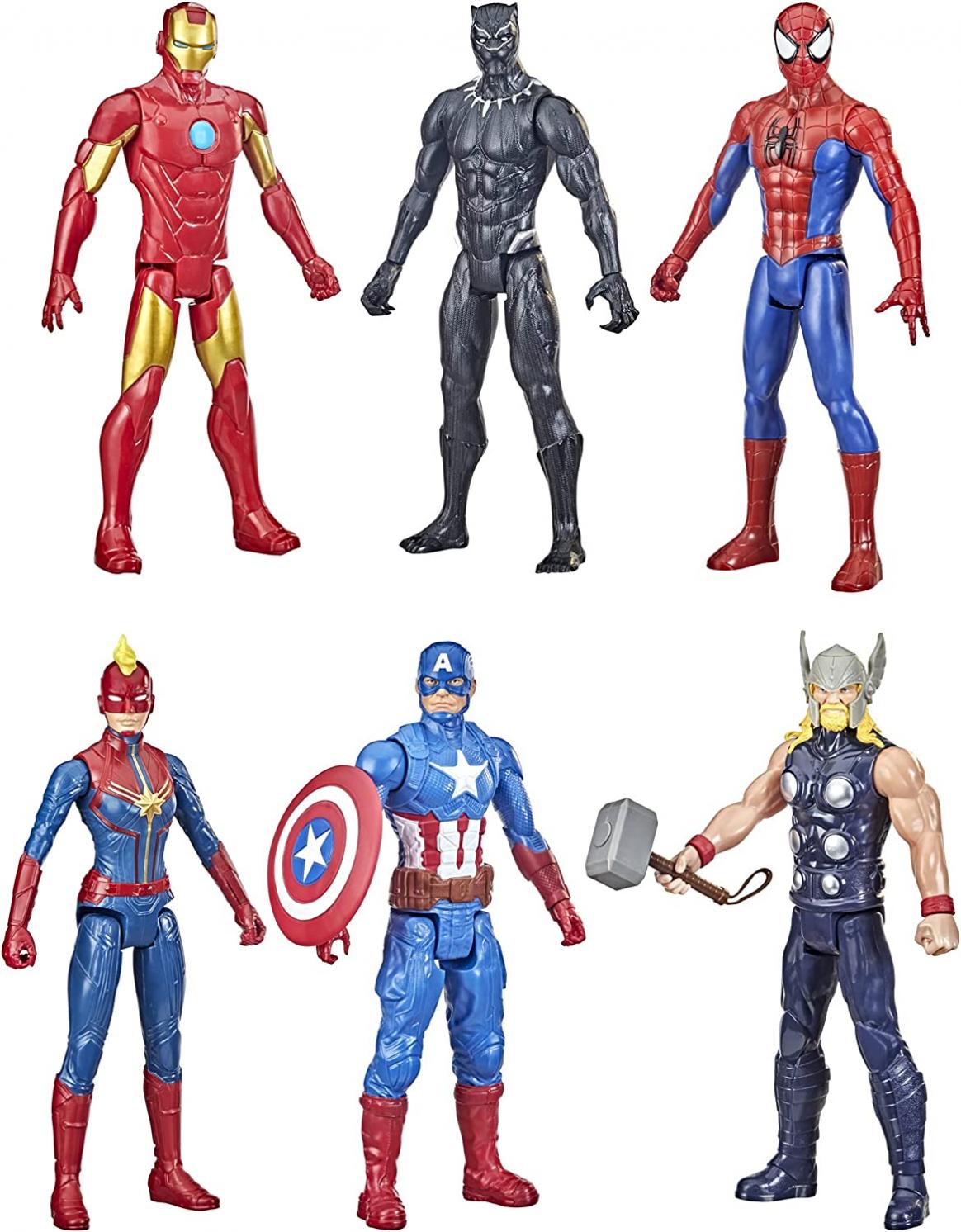 Marvel Titan Hero Series Action Figure Multipack, 6 Action Figures, 12-Inch Toys, Inspired Comics, for Kids Ages 4 and Up (Amazon Exclusive)