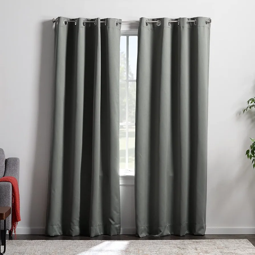 Linenspa 100% Blackout Curtain 2 Panels Set - Gray Curtains - Thermal Insulated, Noise Reducing - Dorm Room Essentials, 52 x 84