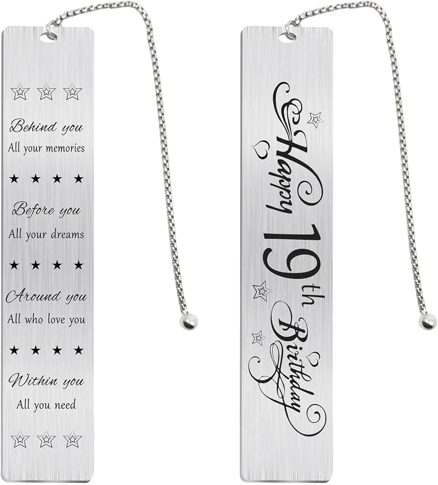 Happy 19th Birthday Gifts for Teen Girls Boys, Sweet 19 Year Old Birthday Bookmark Gift for Women Men, 19 Yr Bday Book Mark for Teenager, 2004 Bd Present, Funny 19th Birthday Card Decorations