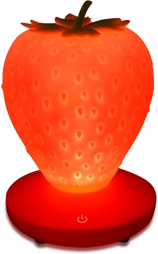 Led Color Changing Cute Touch Strawberry Night Light Table Lamp for Bedroom, Dresser, Living Room, Kids Room, Office, Festival Decor and Gift (Red)